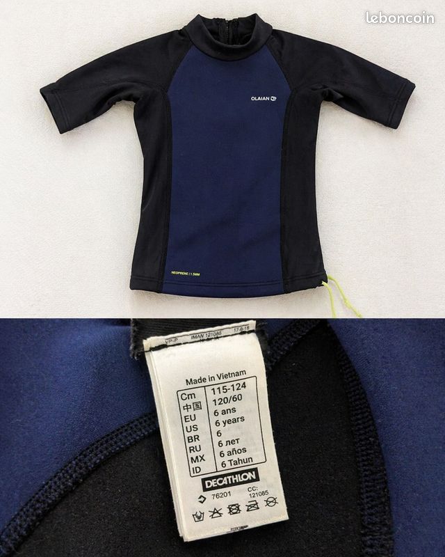 Lot combinaison enfant 8 ans + tshirt uv & short de bain 6a (image 2)