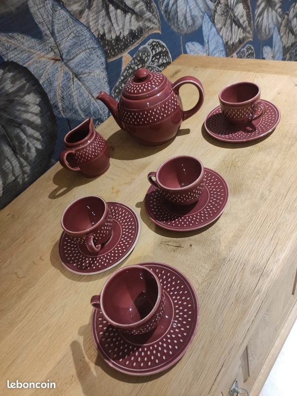 Service à Café Geneviève Lethu Harmonie - 1 Verseuse, 4 Tasses Et Sous-tasses - Porcelaine Beige - 2001