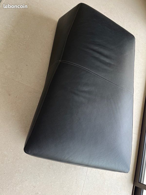 Pouf en cuir noir ROCHE BOBOIS (image 2)