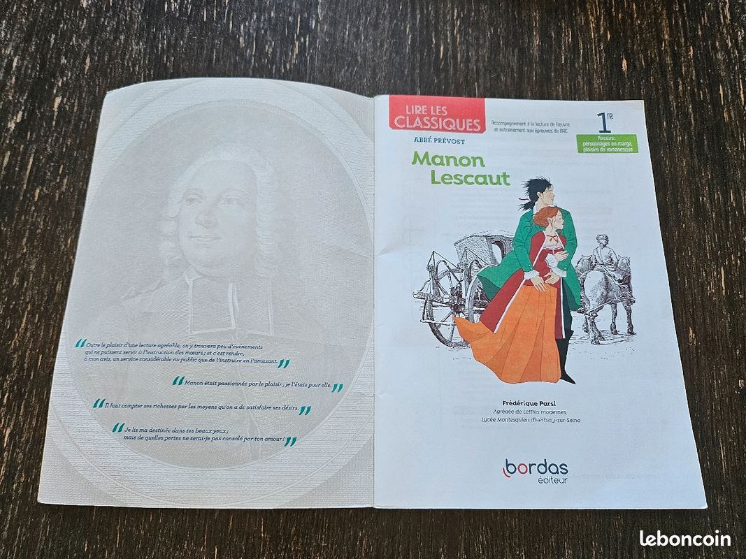 Cahier de français Manon Lescaut 1ère Bordas (image 5)