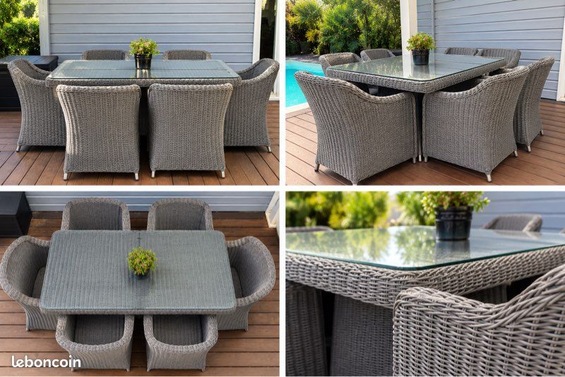 Salon de jardin : table à manger et 6 fauteuils (image 1)