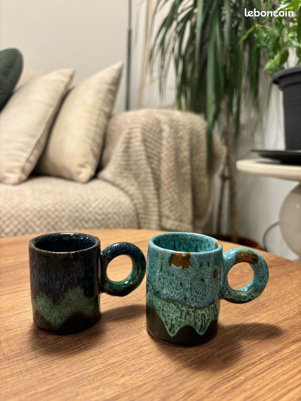 Set de 2 Mugs à café en céramique, Tasses à café avec couvercle à