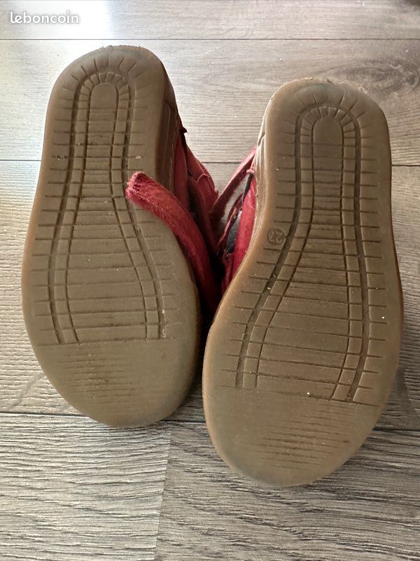 Chaussures montantes scratchs Norvik cuir rouge – 27 (image 20)