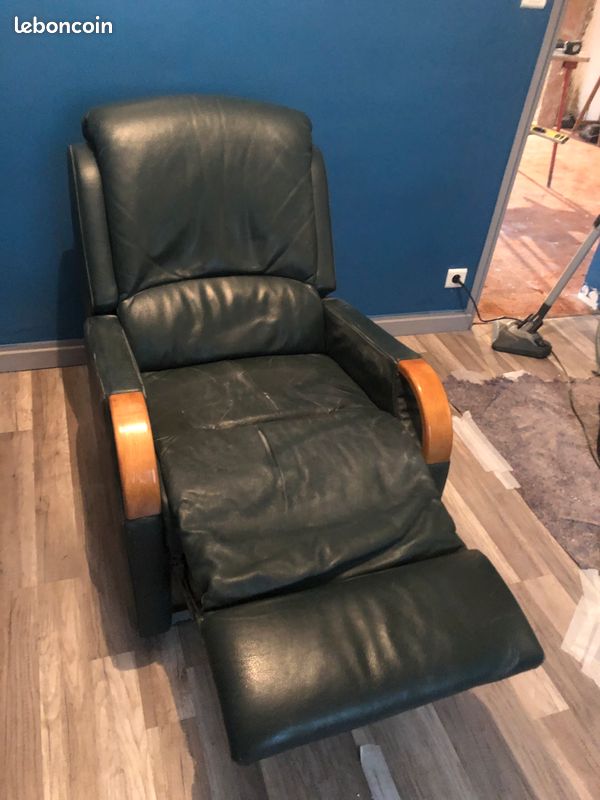 Vente fauteuil cuir vert basculant (image 2)