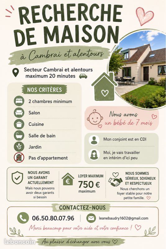 Maison 3 pièces 80 m² · à Cambrai · 80 m² · 750 €