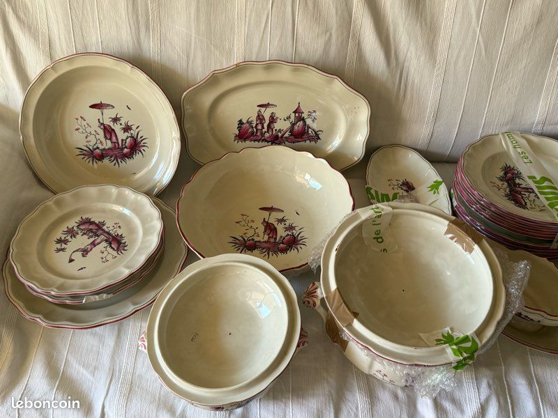 GRAND PLAT OVALE Faïence Anglaise Crème Wedgwood 19e du Service Queen Charlotte EUR 28,00 - FR