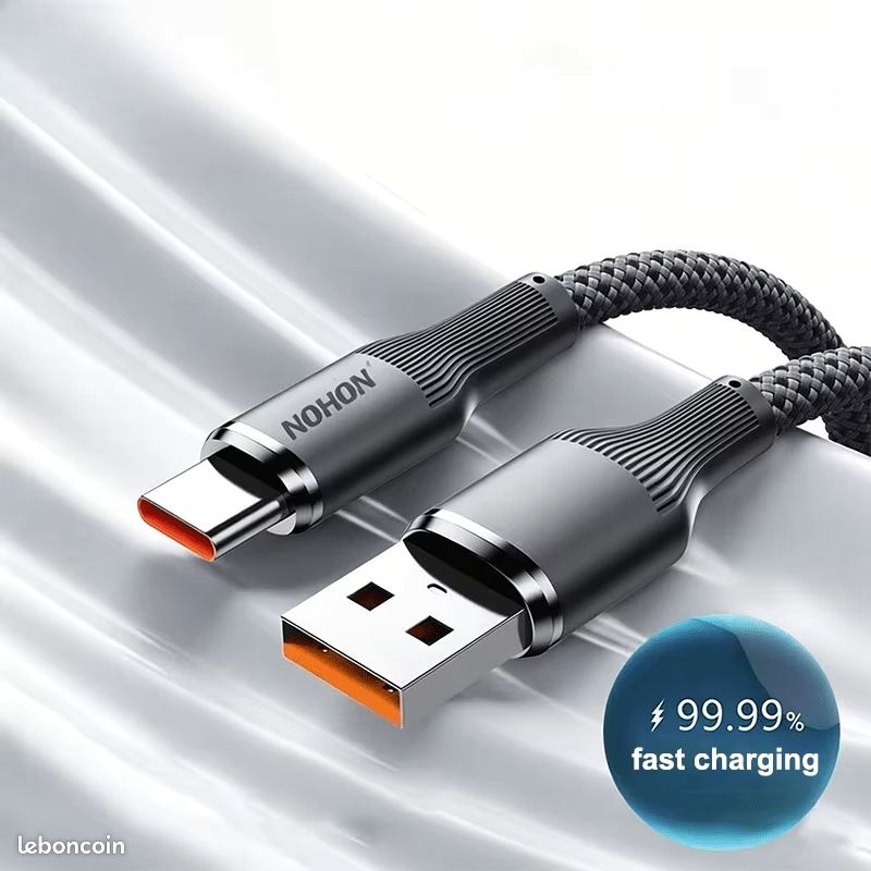 Câble de charge super rapide Type C vers Type C/USB vers Type C 120W, surface mate, vitesse de transfert de données pour iPhone, Xiaomi, Samsung (image 3)