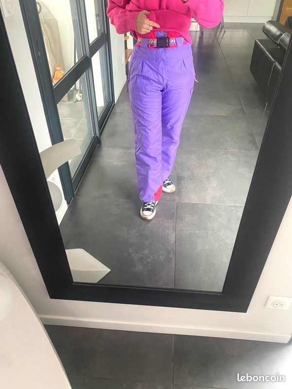 Pantalon De Ski Vintage Années 80 Violet - Taille 42 Unisexe