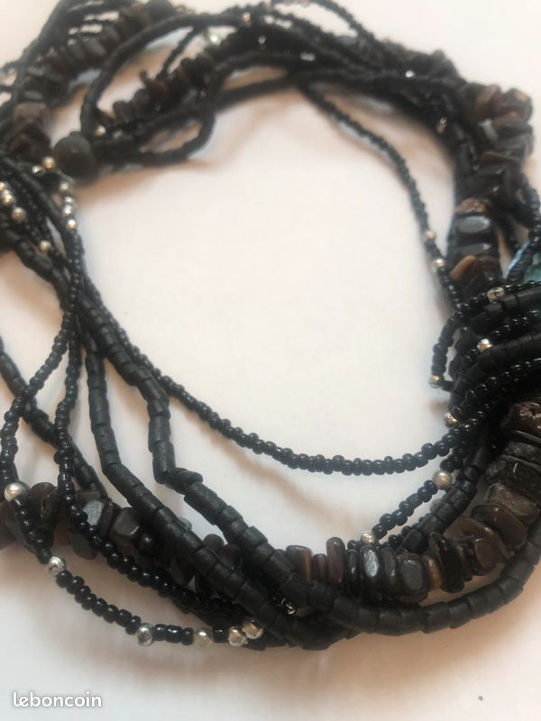 Collier tour de cou nacre et pierres naturelles (image 5)
