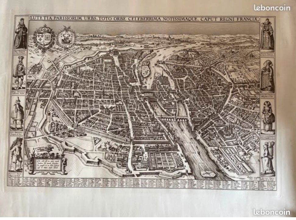 Gravure plan de Paris Visscher 1618 (image 1)