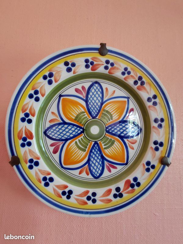 Lot de 4 belles assiettes décoratives Henriot Quimper (décor oiseau, héron et fleurs) (image 4)