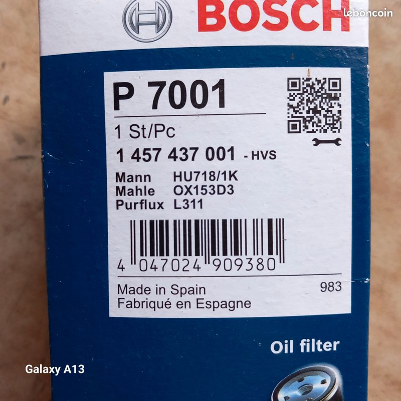 Filtre à Huile Bosch P7001 - Compatible Avec De Nombreux Modèles De Voitures - 1457437001