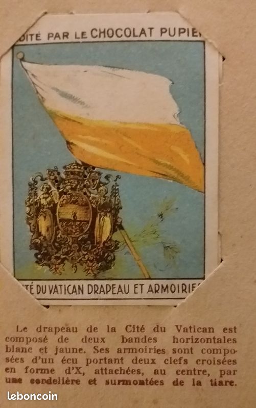 CHOCOLAT PUPIER à Saint-Etienne : Plaque émaillée plate à rebords. Très bel exemplaire : Les