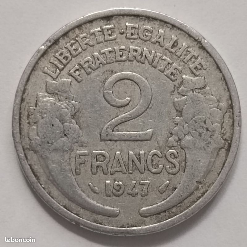 Pièce monnaie franc 2 francs 1947 (image 2)
