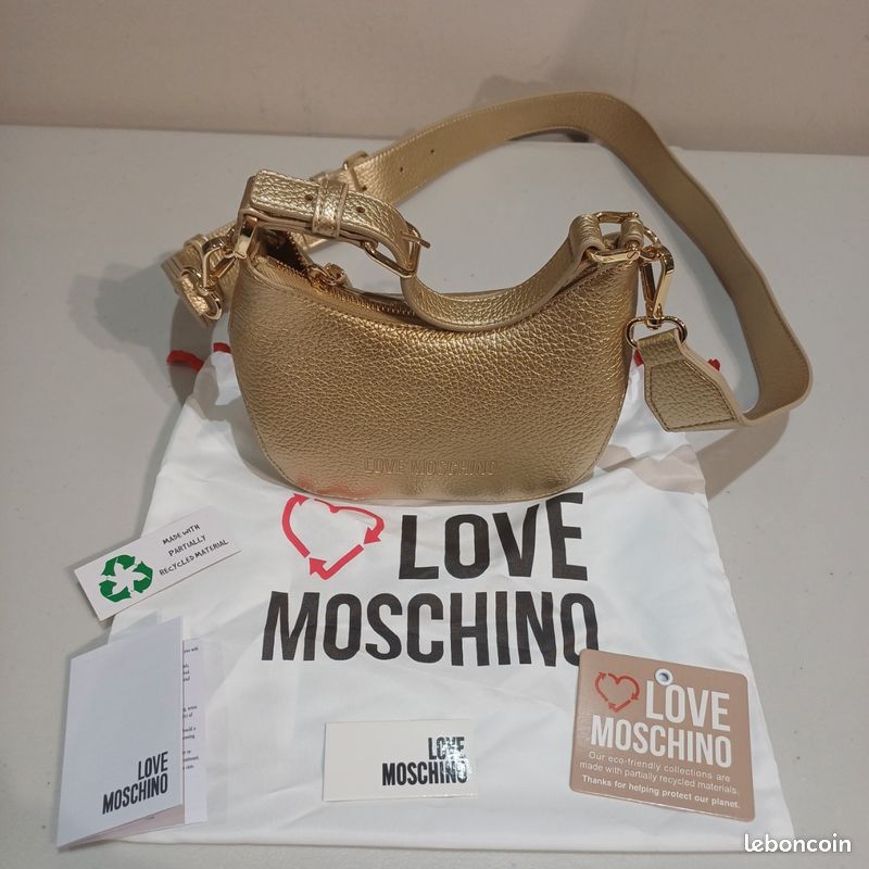 Sac Bandoulière Love Moschino Rose Clair - Chaîne Dorée - Neuf Avec étiquettes