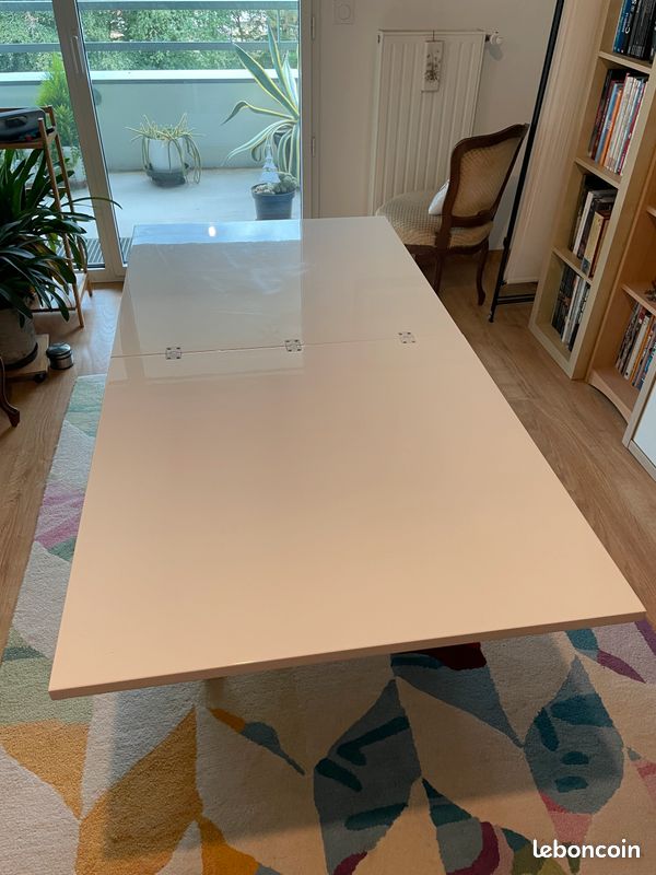 Table relevable extensible Lysandra 6 couverts MDF blanc (image 3)