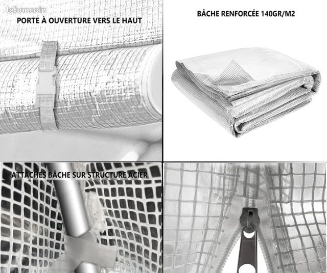 Serre de jardin Transparente 3x2x2m bâche relevable (image 4)