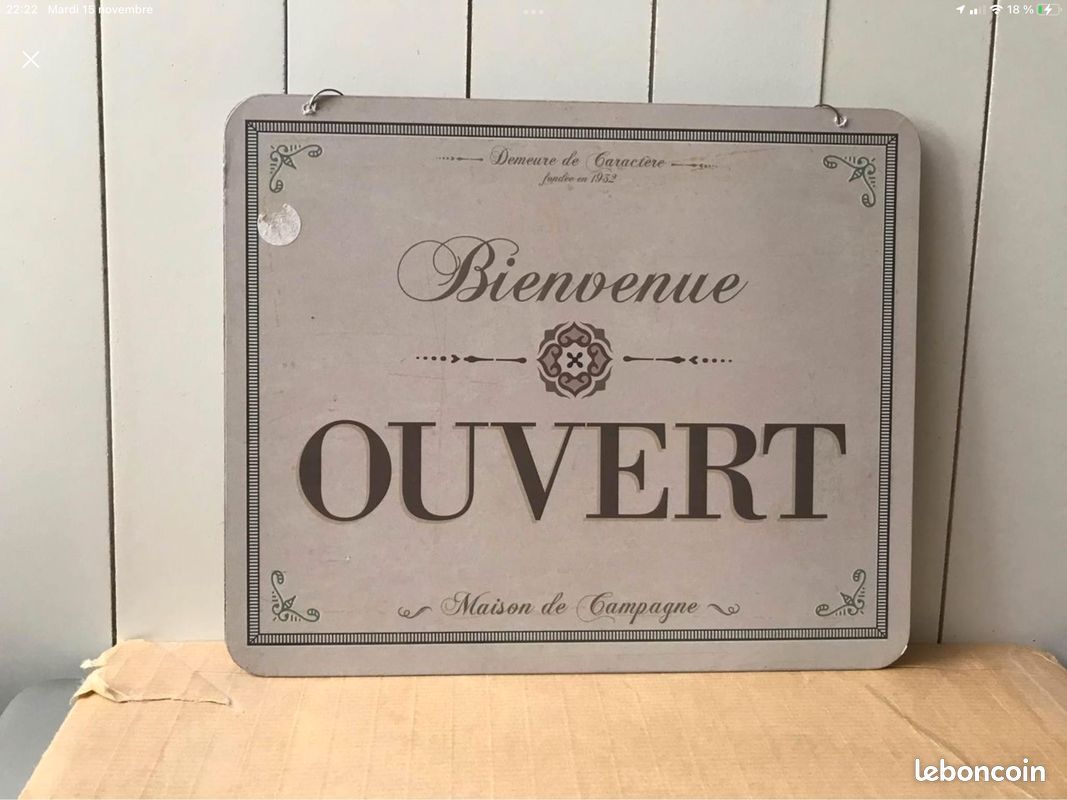 Panneau en métal fond blanc « OUVERT / FERMÉ » 25x 20 cm (NEUF) ==> voir description (image 1)