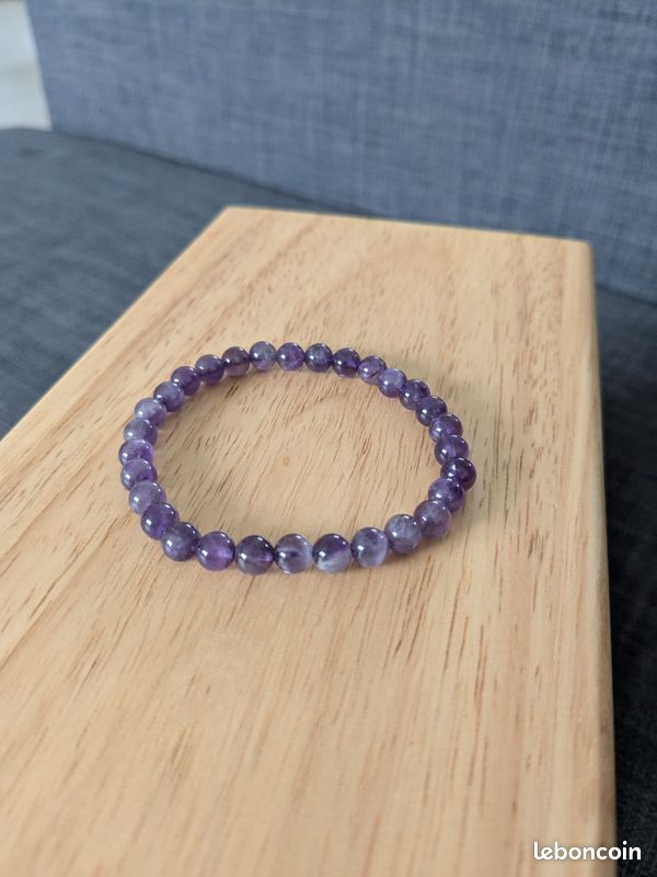 Bracelet de lithothérapie améthyste 6mm (image 1)