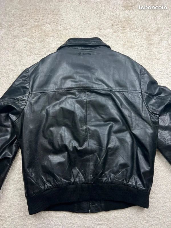 Veste Blouson cuir Redskins vintage US 90's - cuir buffle noir - XL homme (image 8)