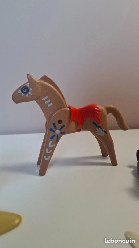 Lot Playmobil vintage geobra 3396 famille indienne cheval cactus