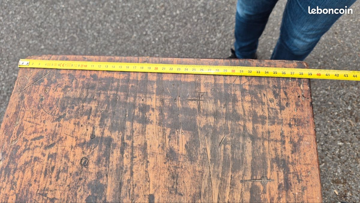 Petit établi ancien vintage en bois massif (image 8)