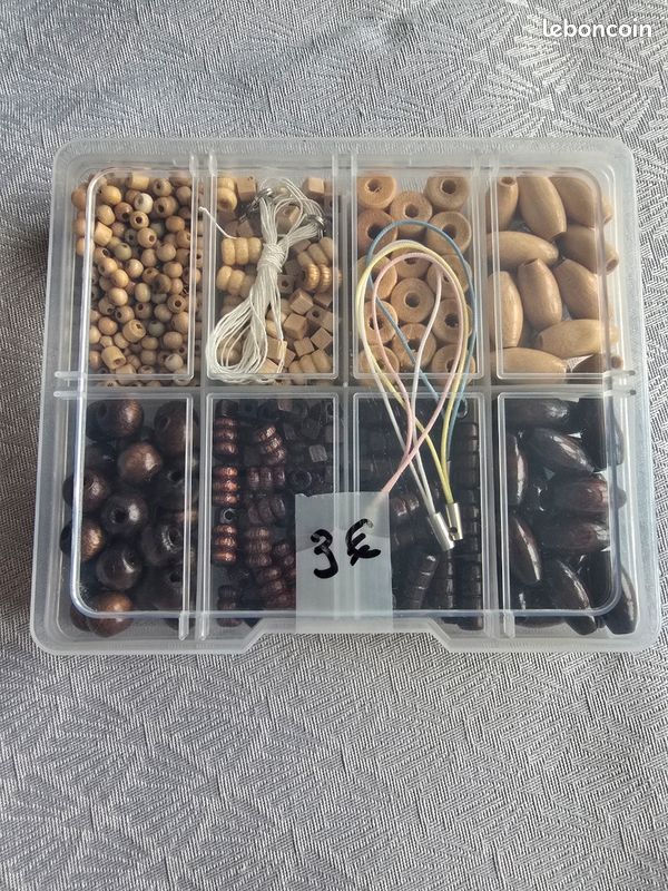 Boîte de perles en bois naturelles – Bijoux DIY / Loisirs créatifs (image 1)