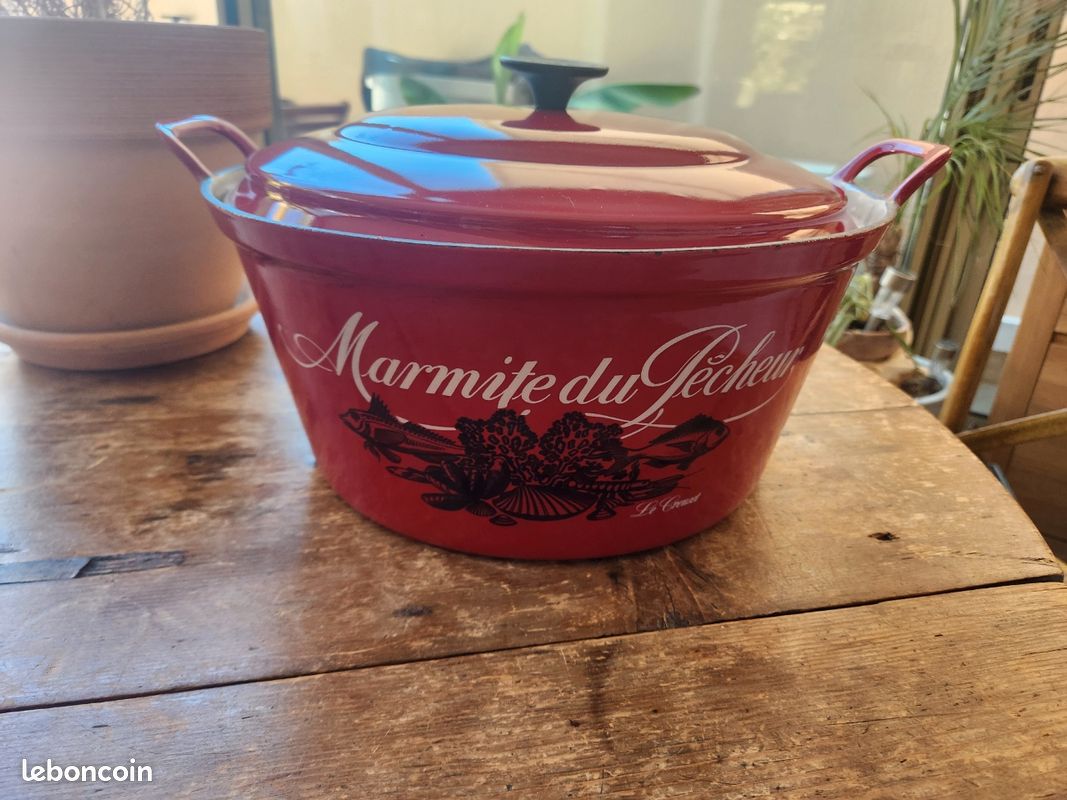 Cocotte Le Creuset Ancienne – Diamètre 30 Cm – Compatible Gaz – Émail Couvercle