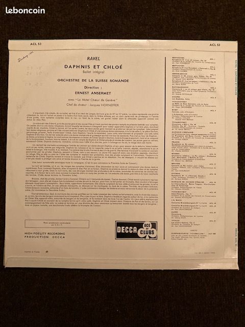 RAVEL "Daphnis et Chloé - ballet", vinyle (image 2)