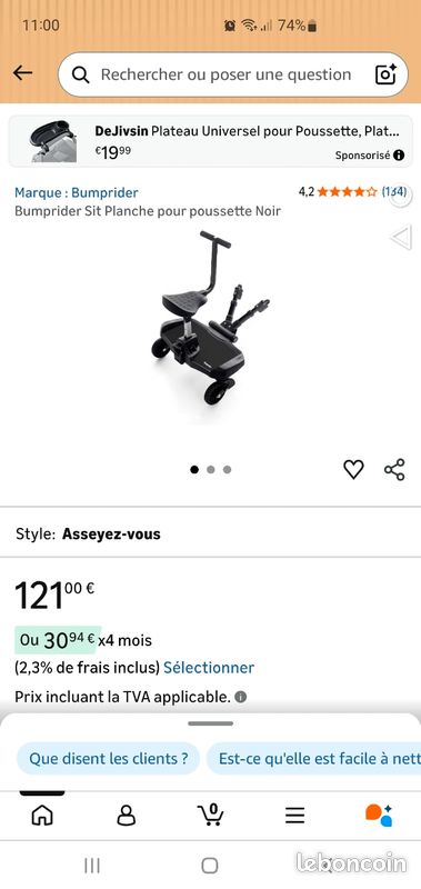 Bumprider Sit Planche Pour Poussette Noir - Siège Amovible Universel, Idéal Pour Enfants 2-5 Ans