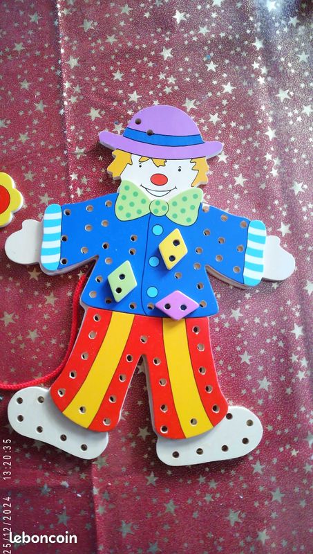 CLOWN à lacer avec toutes ses pièces en bois (image 8)