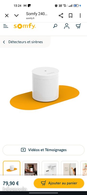 Détecteur de mouvement Somfy Home Alarm Ref 2401490 Neuf (image 2)
