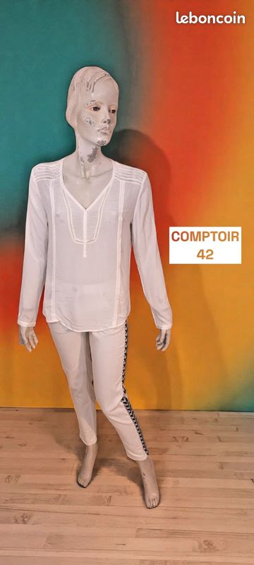 Blouse Comptoir Des Cotonniers Grise En Taille L - Coton, Occasion Très Bon état