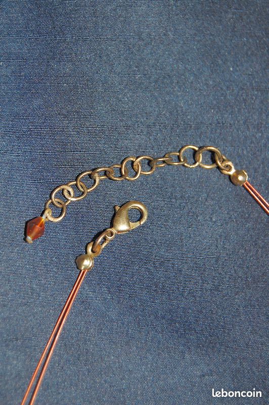 Ras de cou à 2 rangs perles et nacre vernie rouge, Neuf (SPCL) (image 5)