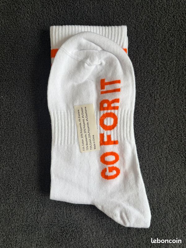 Chaussettes Basic-Fit Blanches et orange Neuf Tour de France 2026 (image 2)