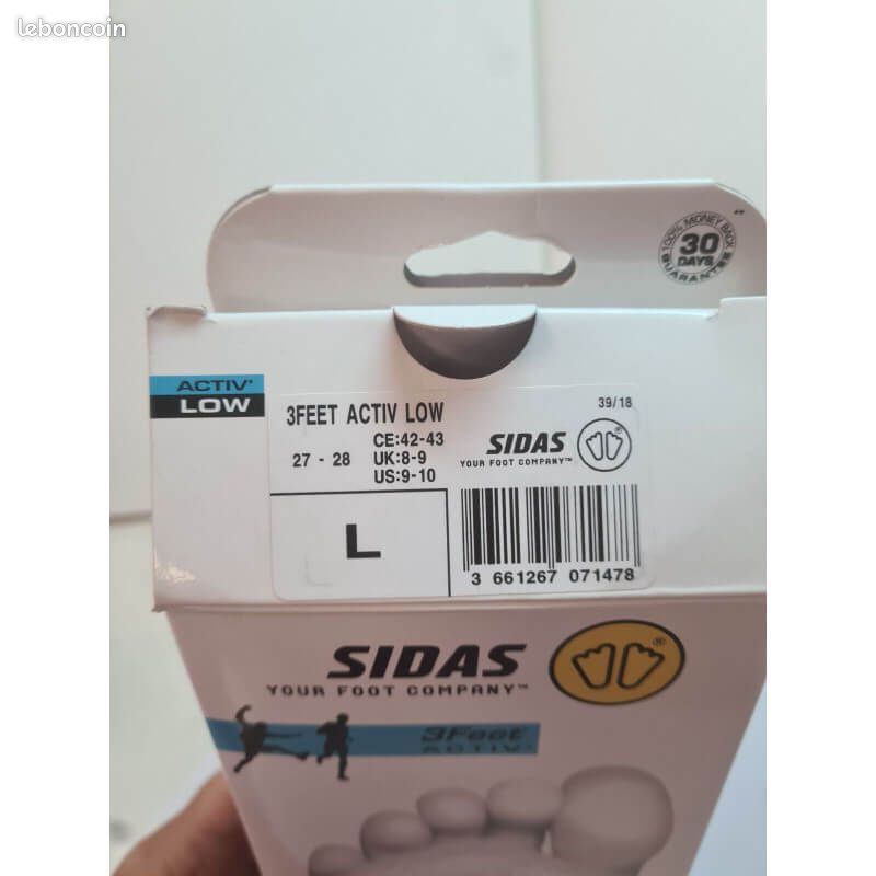 Semelles Sidas 3 Feet Activ' High Taille L (EU 42/43) - Neuves Avec étiquettes