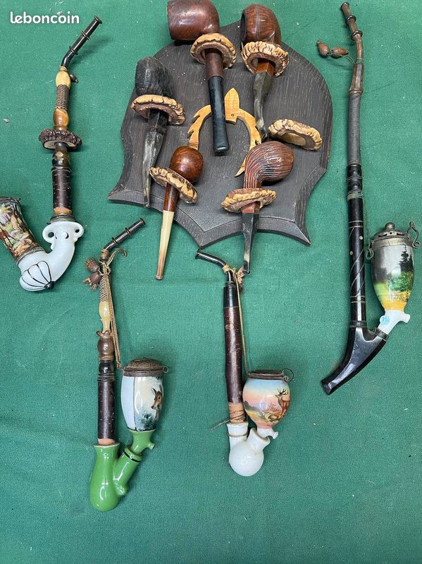 Ensemble d'une collection ancienne de pipes, No tabac, cigarettes, papier, Saint-Claude, Chacom, Butz Choquin, Peterson, Dunhill (image 3)