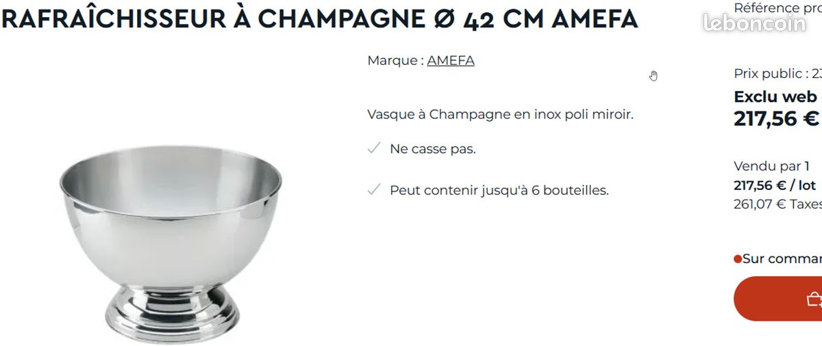 Seau à Glace Guy Degrenne – Vasque Champagne Argentée Modèle Aphrodite Lavable