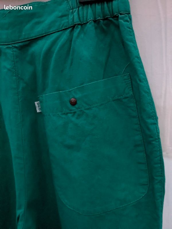 Pantalon coton vert émeraude T 36 original BE (image 4)