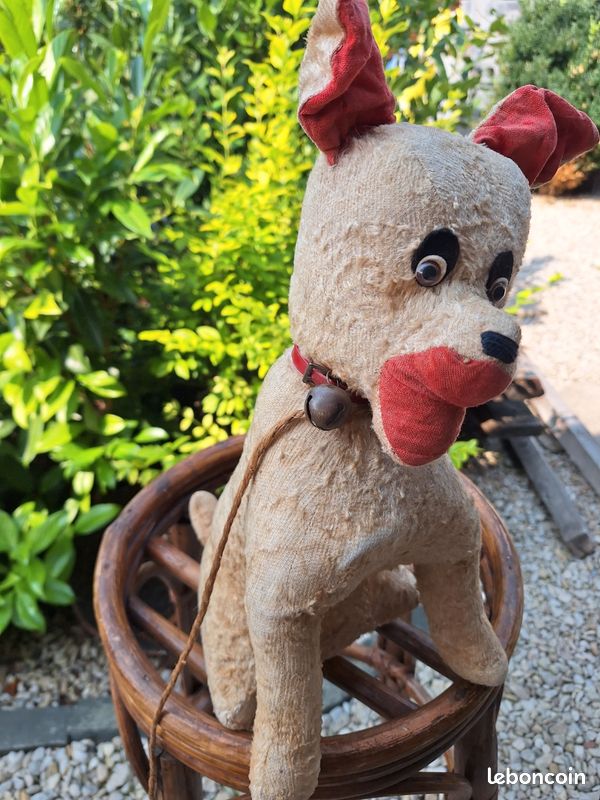 Chien en peluche ancien années 50/60 bourrage paille jack russel