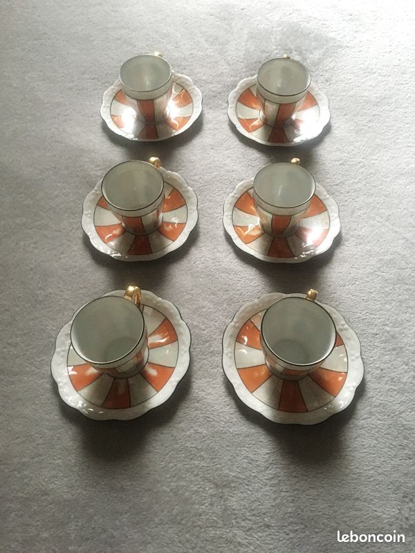 Ensemble vintage de 6 tasses à thé en porcelaine avec soucoupes (image 6)