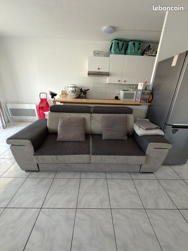Canape convertible - gris anthracite/gris clair (image 1)
