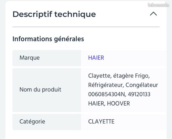 Clayette pour frigo Haier HRF 628IF6