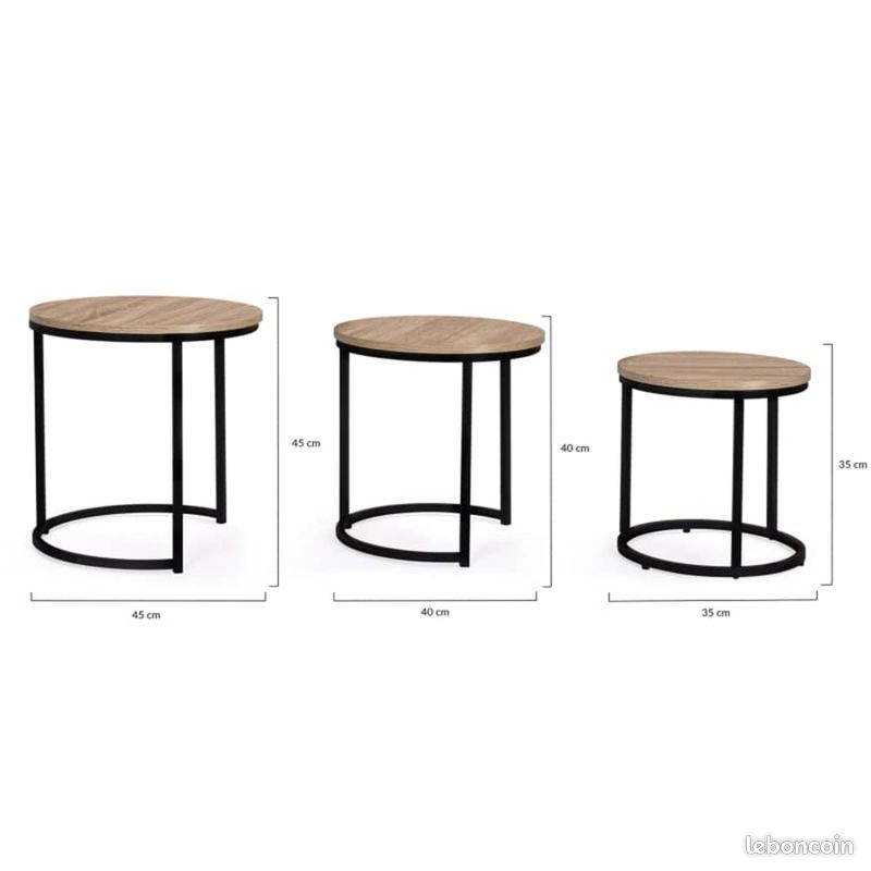 Tables basses Gigognes Lot de 3 Salon Design Moderne (image 2)