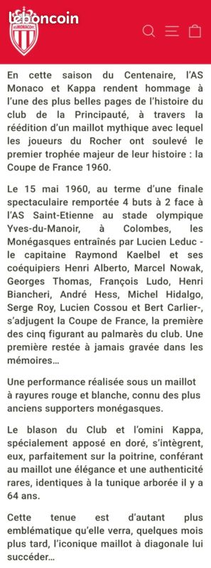 Maillot AS Monaco et Tenues AS Monaco | France – Mots clés Maillot