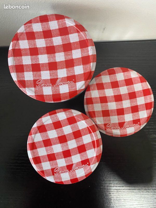 3 pots en verre Bonne Maman • Couvercle vichy rouge • 3 tailles (image 5)