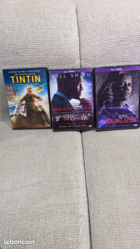 Lot 3. DVD les aventures de Tintin, seul contre tous Will Smith, echol Denzel Washington (image 1)