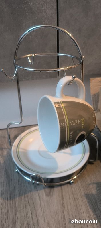 Support de tasses + 4 tasses + 4 soucoupes (image 1)