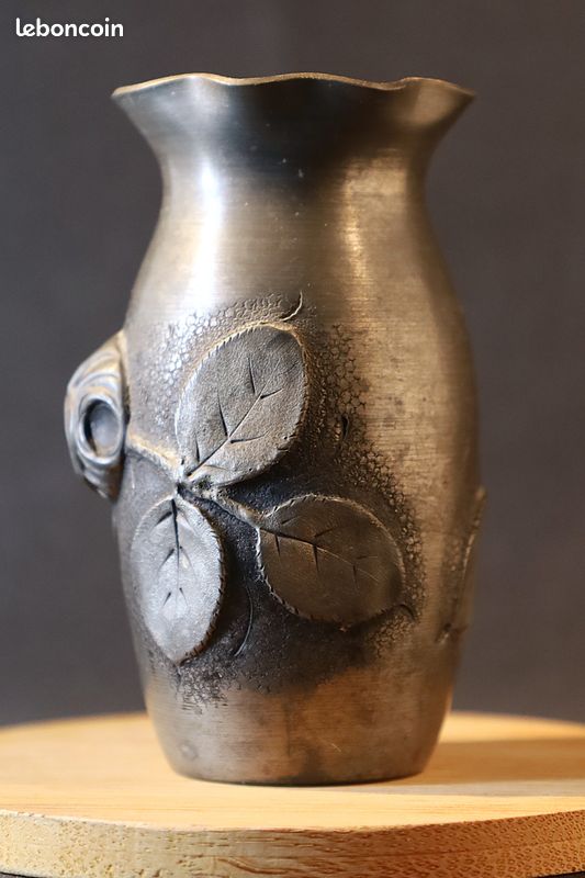Petit Soliflore Art nouveau en étain d'art signé F.Cortesi (9,5cm) (image 2)