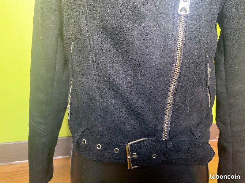 Veste noir style blouson (image 4)
